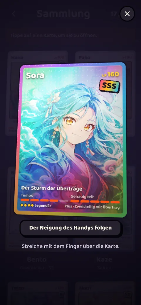 Bildschirmfoto des Spiels: 25 holografische Karten